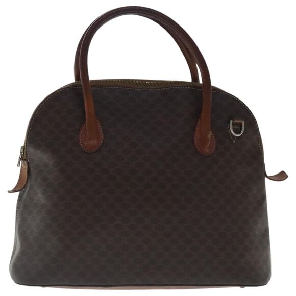 CELINE Macadam Canvas Hand Bag Pvc Leather Gold Brown - Picture 13 of 16